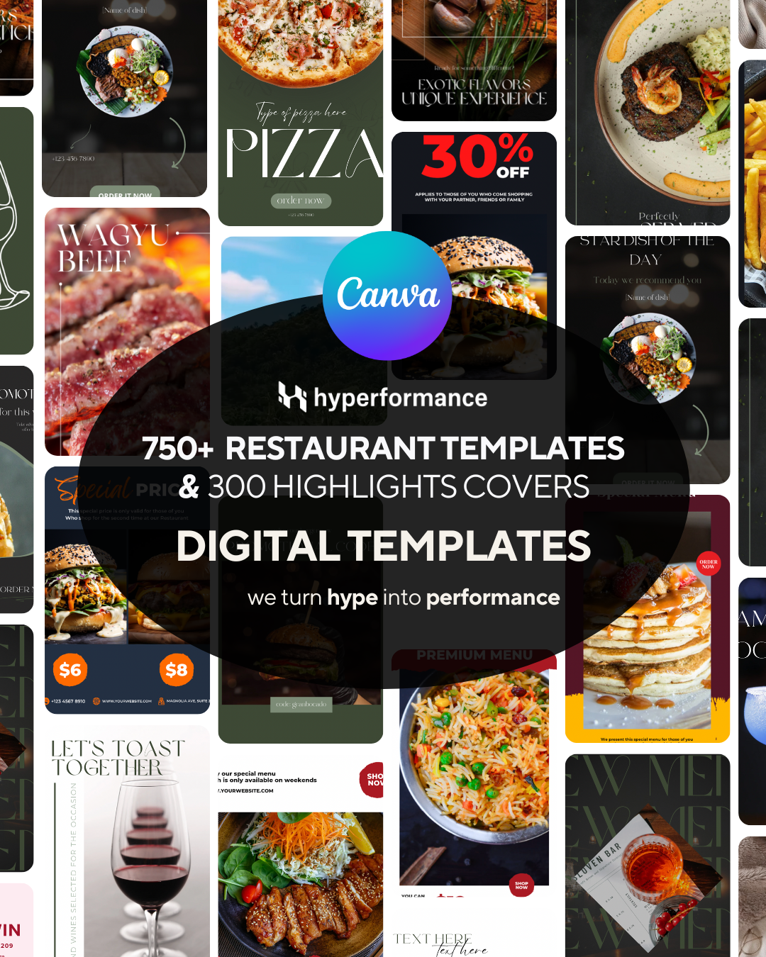 750+ Restaurant Canva Templates Pack