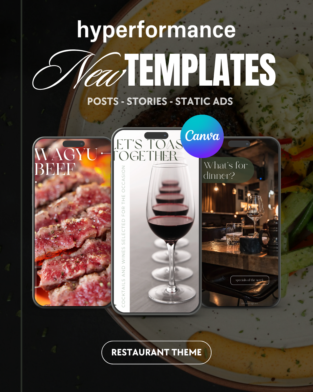 750+ Restaurant Canva Templates Pack