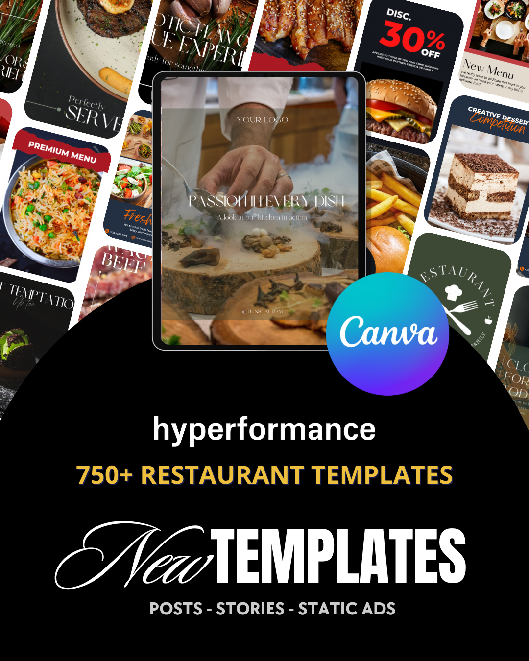 750+ Restaurant Canva Templates Pack